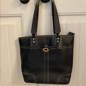 COACH Black Pebbled 100% Soft Milled Cowhide Tote